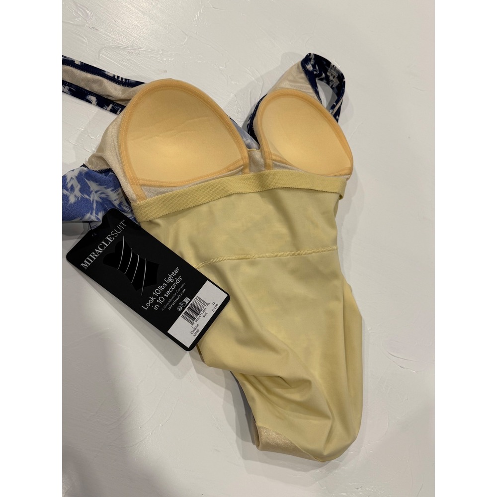 Miraclesuit Womens Navy White Abstract Print One Piece Swimsuit Size 12 NEW - Picture 11 of 13